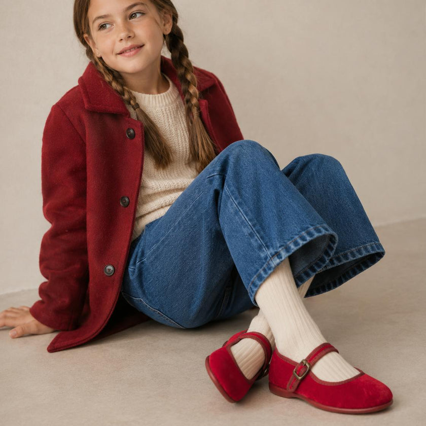 Isa Velvet Mary Jane | Red