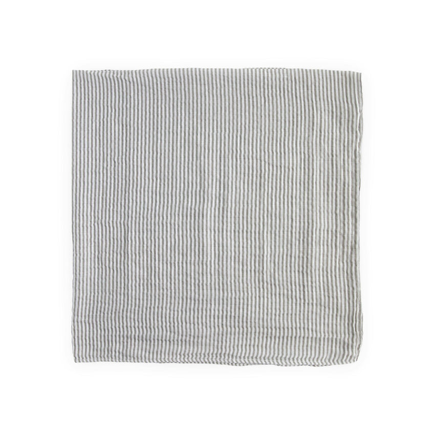 Cotton Muslin Swaddle Blanket - Grey Stripe