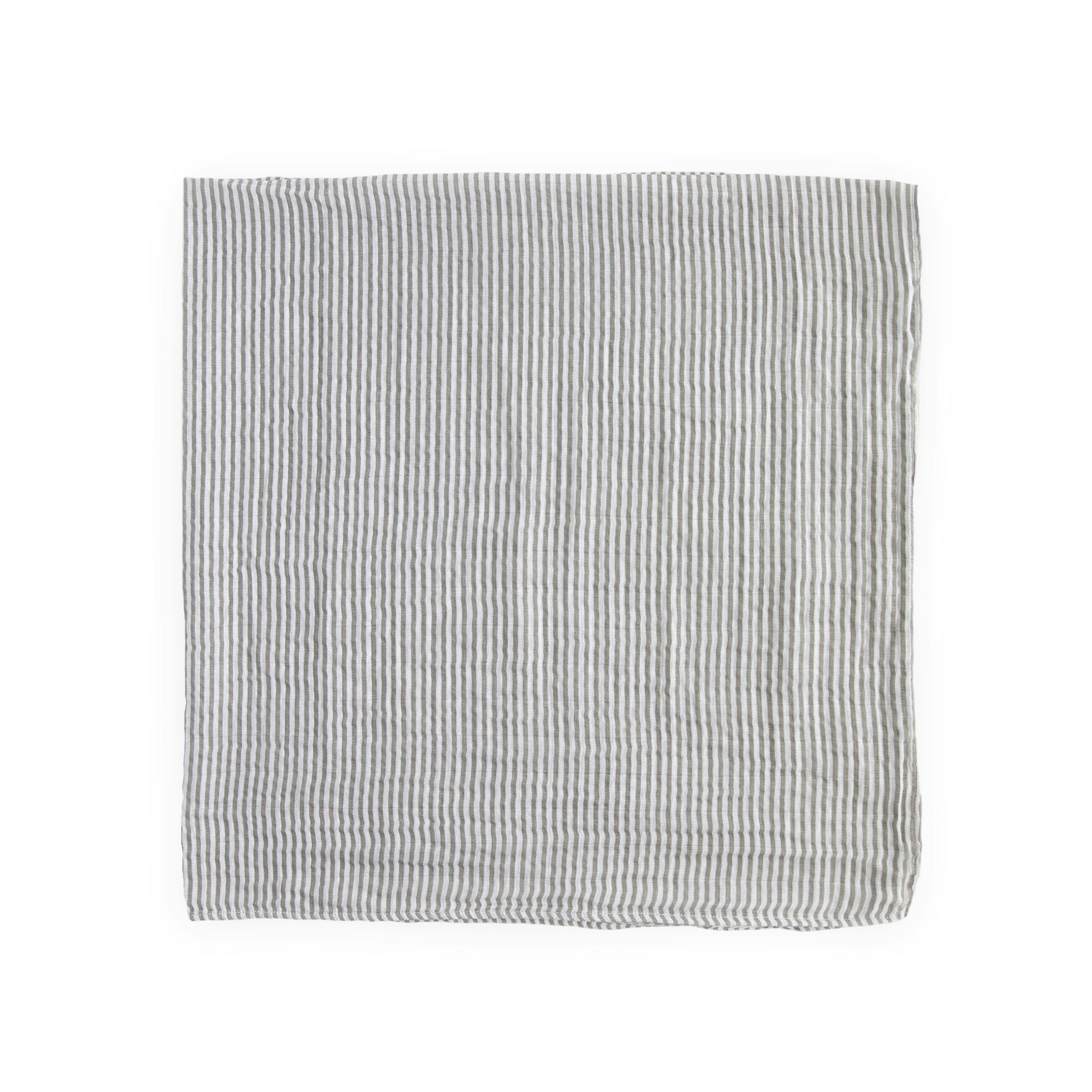 Cotton Muslin Swaddle Blanket - Grey Stripe