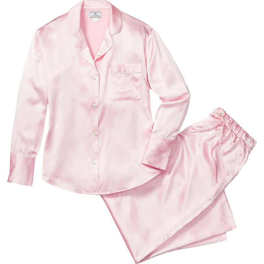 Women's Silk Pajama Set in Black