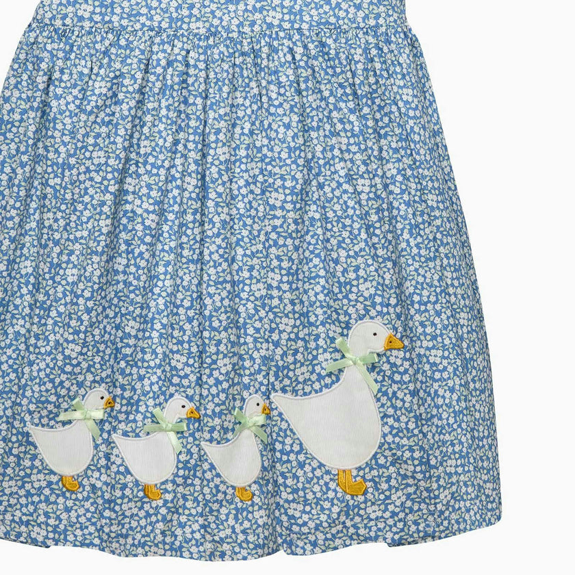 Petal Collar Duck Dress in Blue Floral