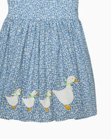 Petal Collar Duck Dress in Blue Floral