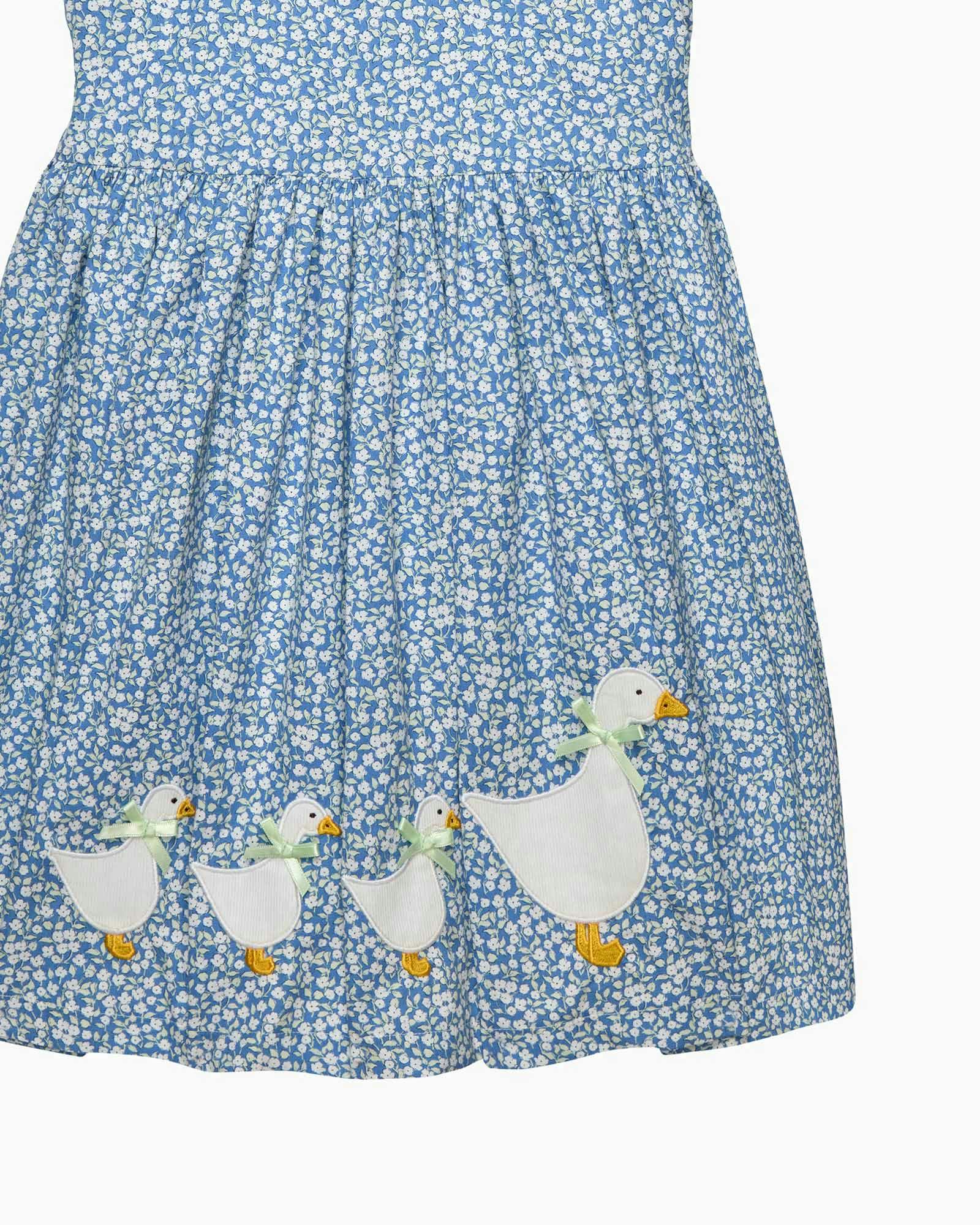 Petal Collar Duck Dress in Blue Floral
