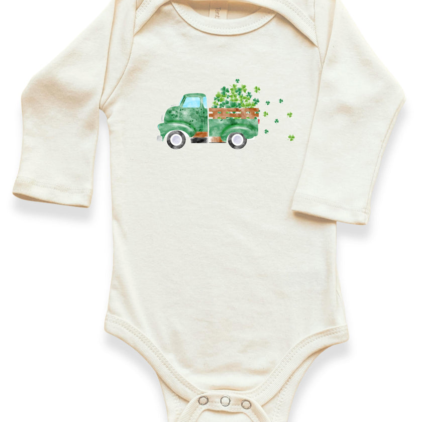 Shamrock Truck Organic Baby Bodysuit Long Sleeve