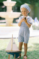 George Blue Stripe Sailor Overalls & Shirt Set