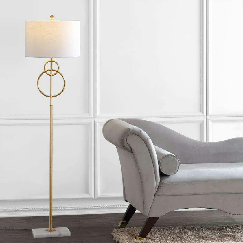 Haines 60" Modern Circle Marble/Metal LED Floor Lamp