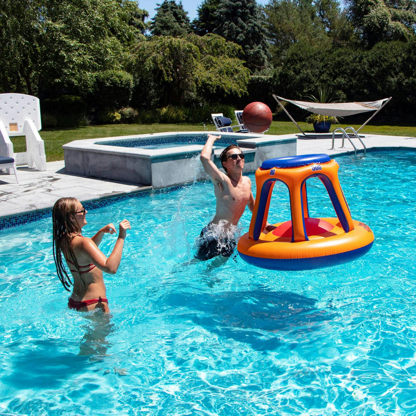 Inflatable Pool Basketball Hoop Floating Or Poolside Game Giant Shootball