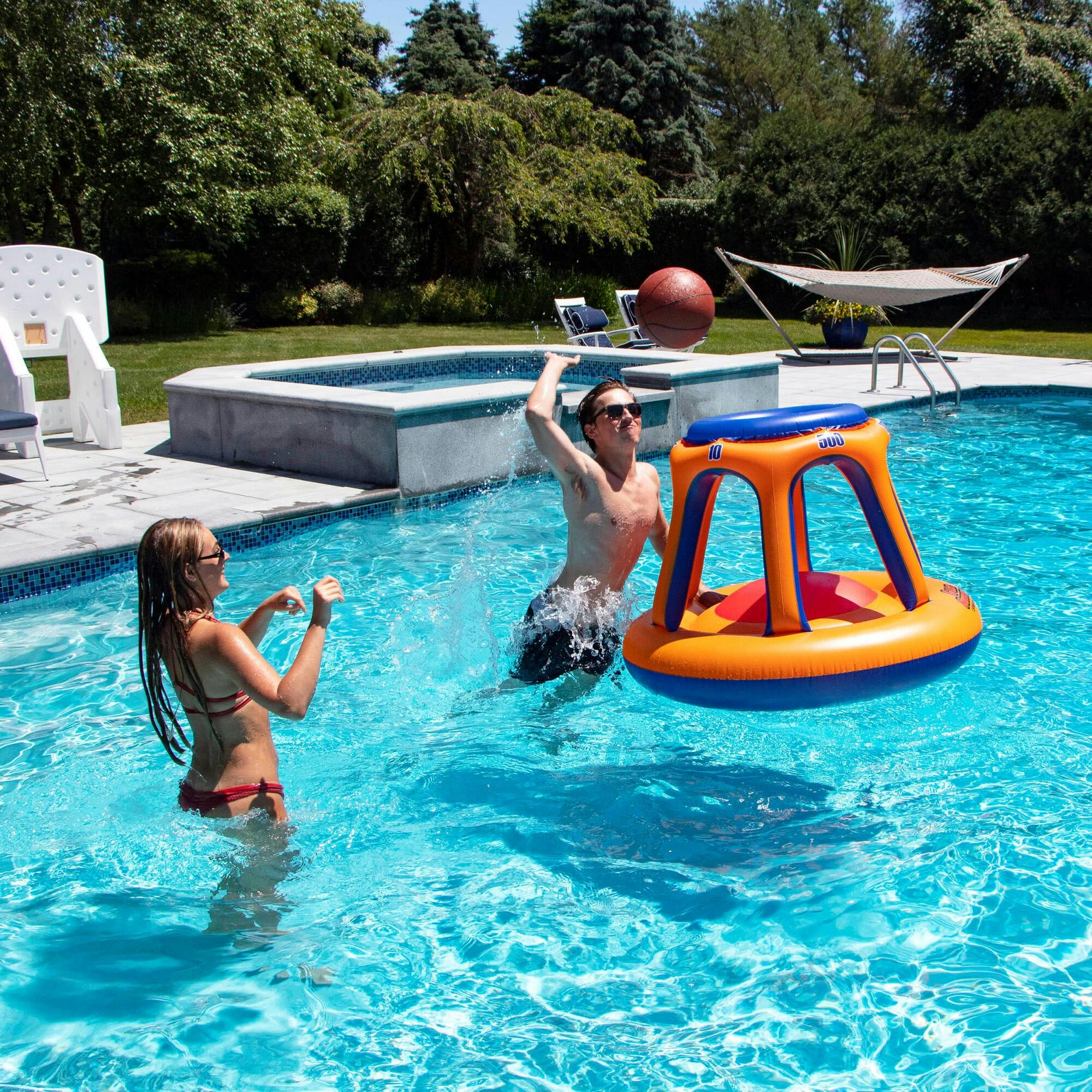 Inflatable Pool Basketball Hoop Floating Or Poolside Game Giant Shootball