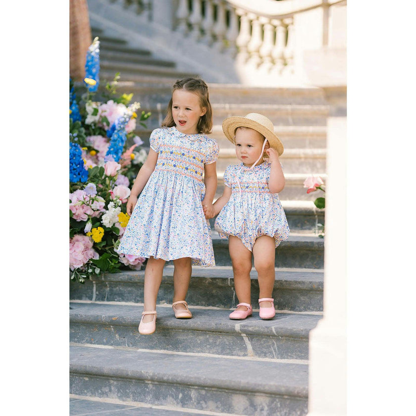 Ondine Blue Floral Short Sleeve Bubble Romper