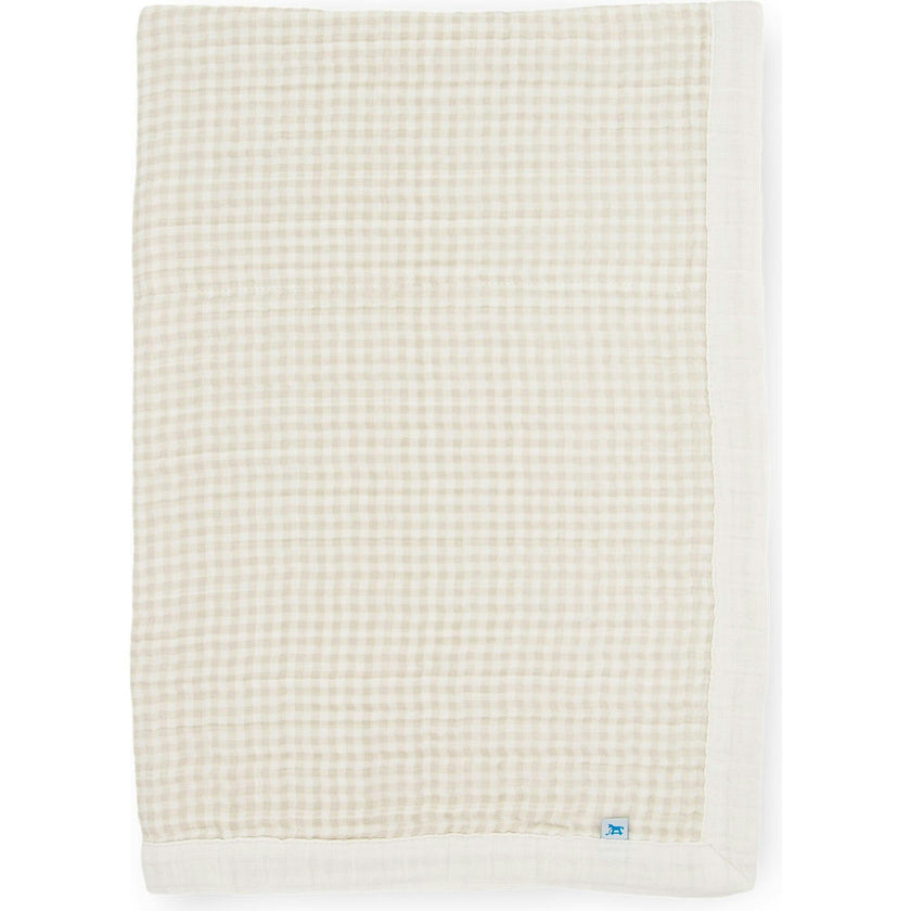 Cotton Muslin Baby Quilt - Tan Gingham