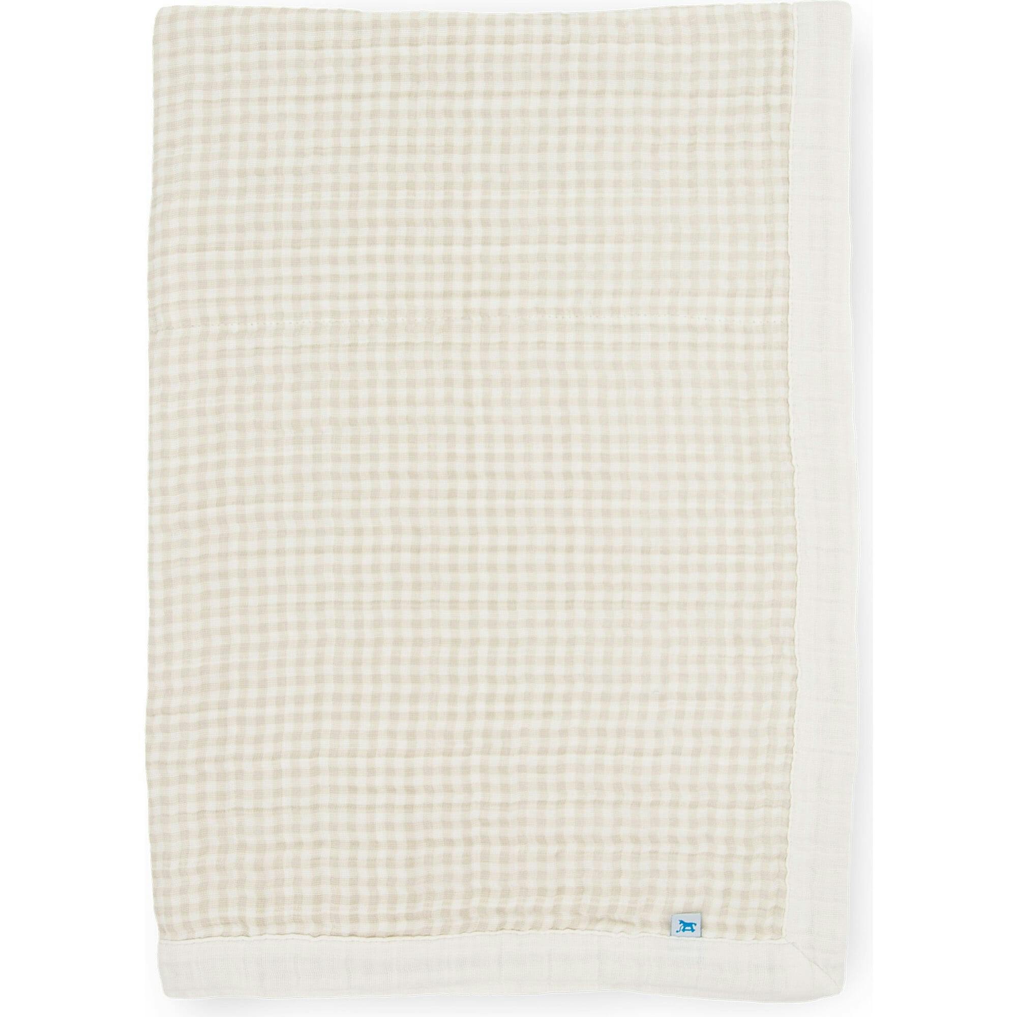 Cotton Muslin Baby Quilt - Tan Gingham