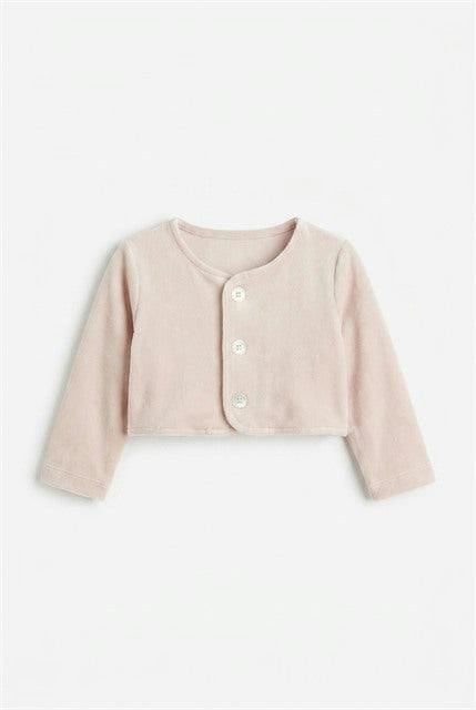 Velour Button-Front Cardigan