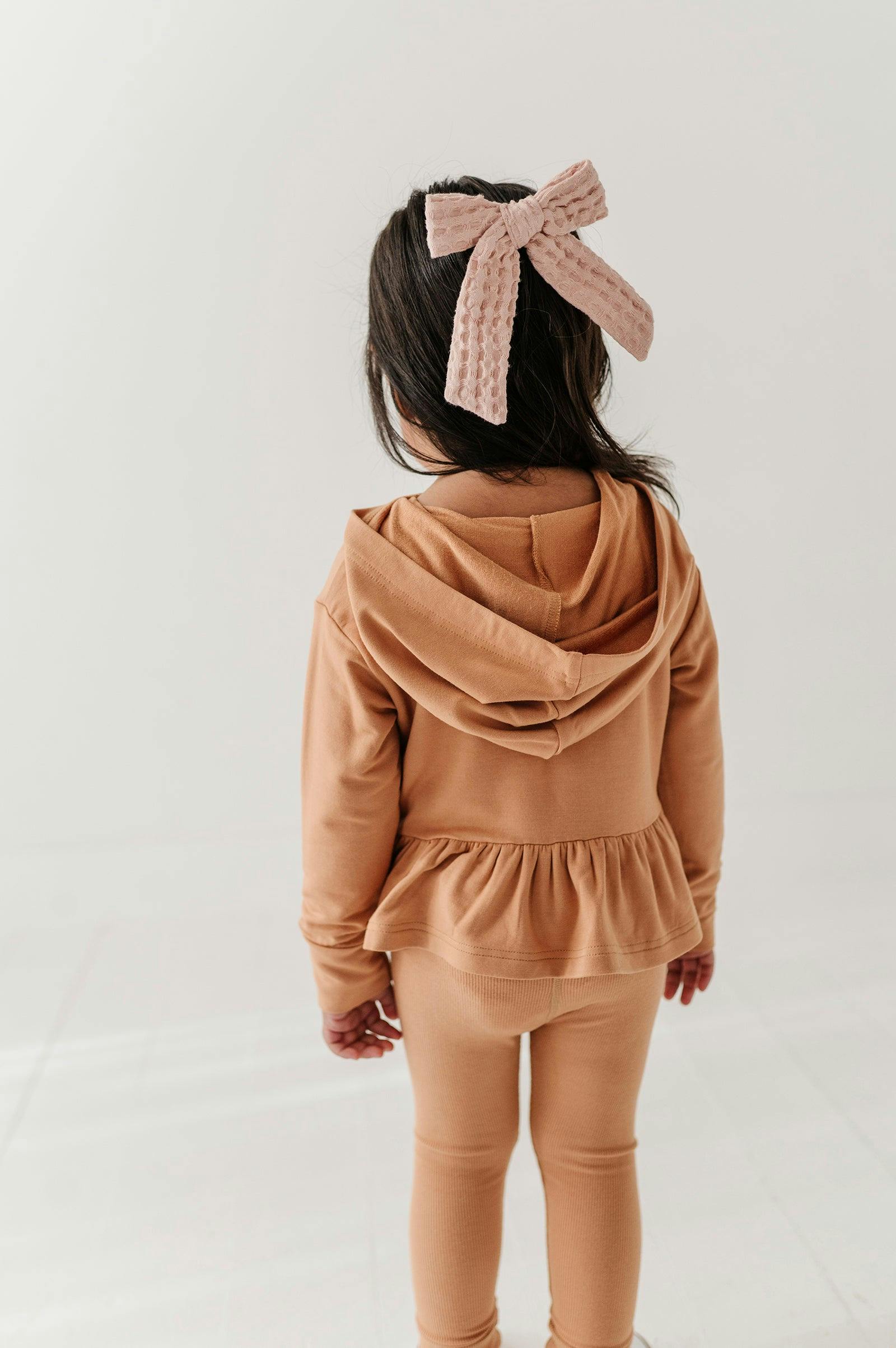 Girls Peplum Hoodie in Rose Elegance Bows