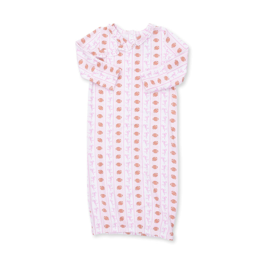 Football Bow Stripe - Kimono Gown and Headband