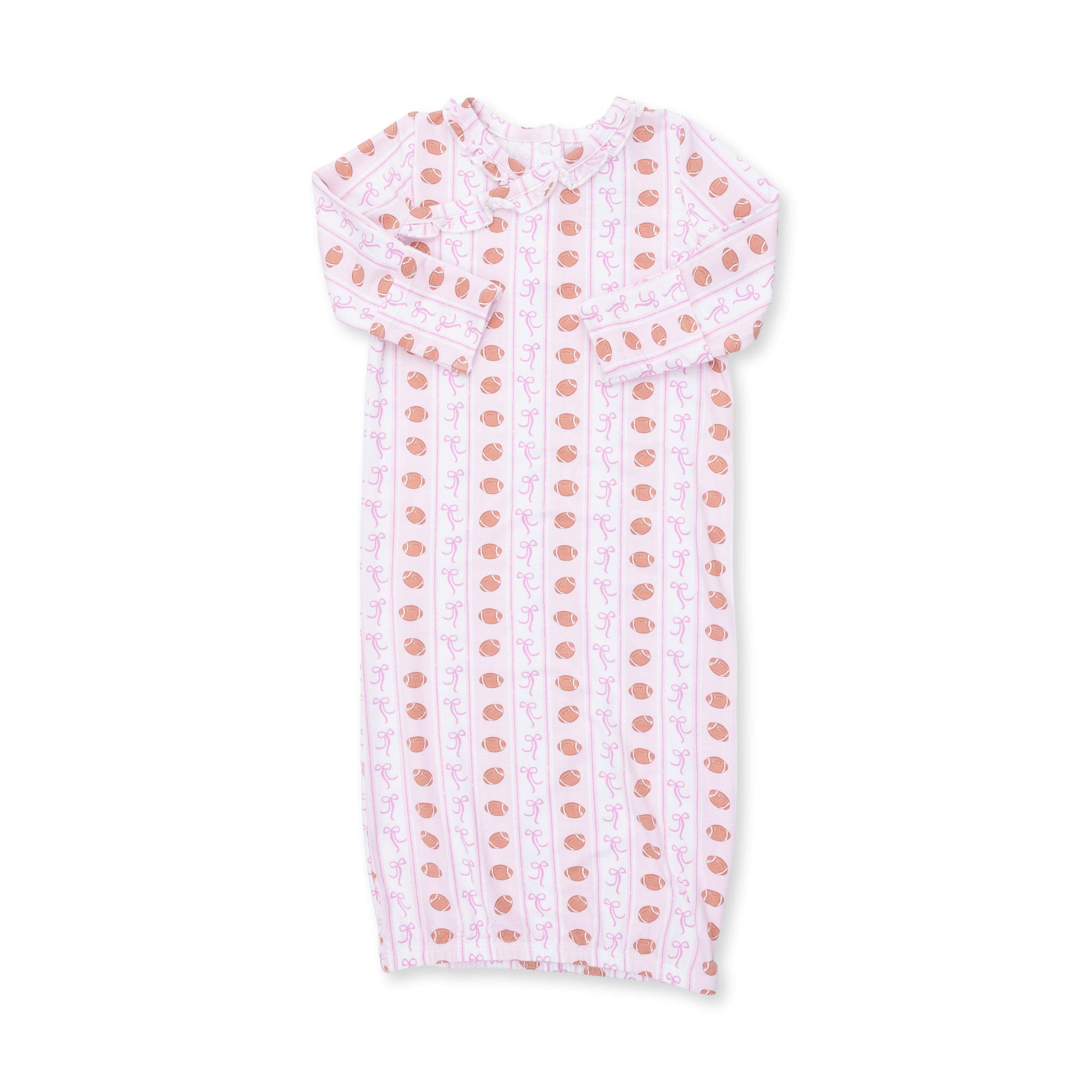 Football Bow Stripe - Kimono Gown and Headband