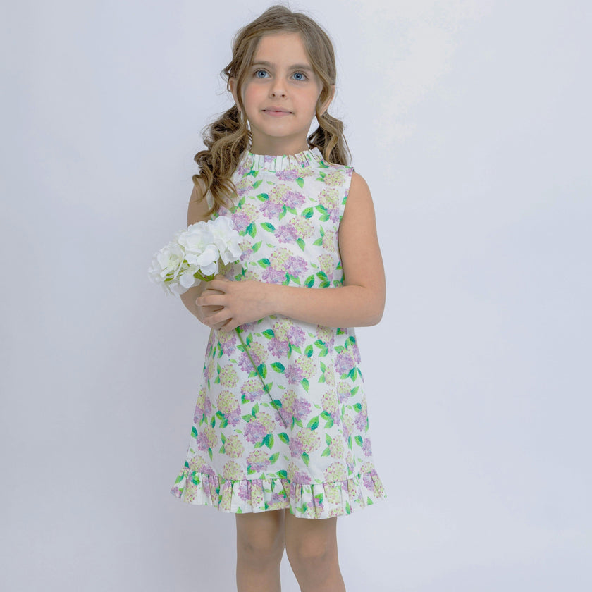 Hydrangeas Shift Dress with Back Bow