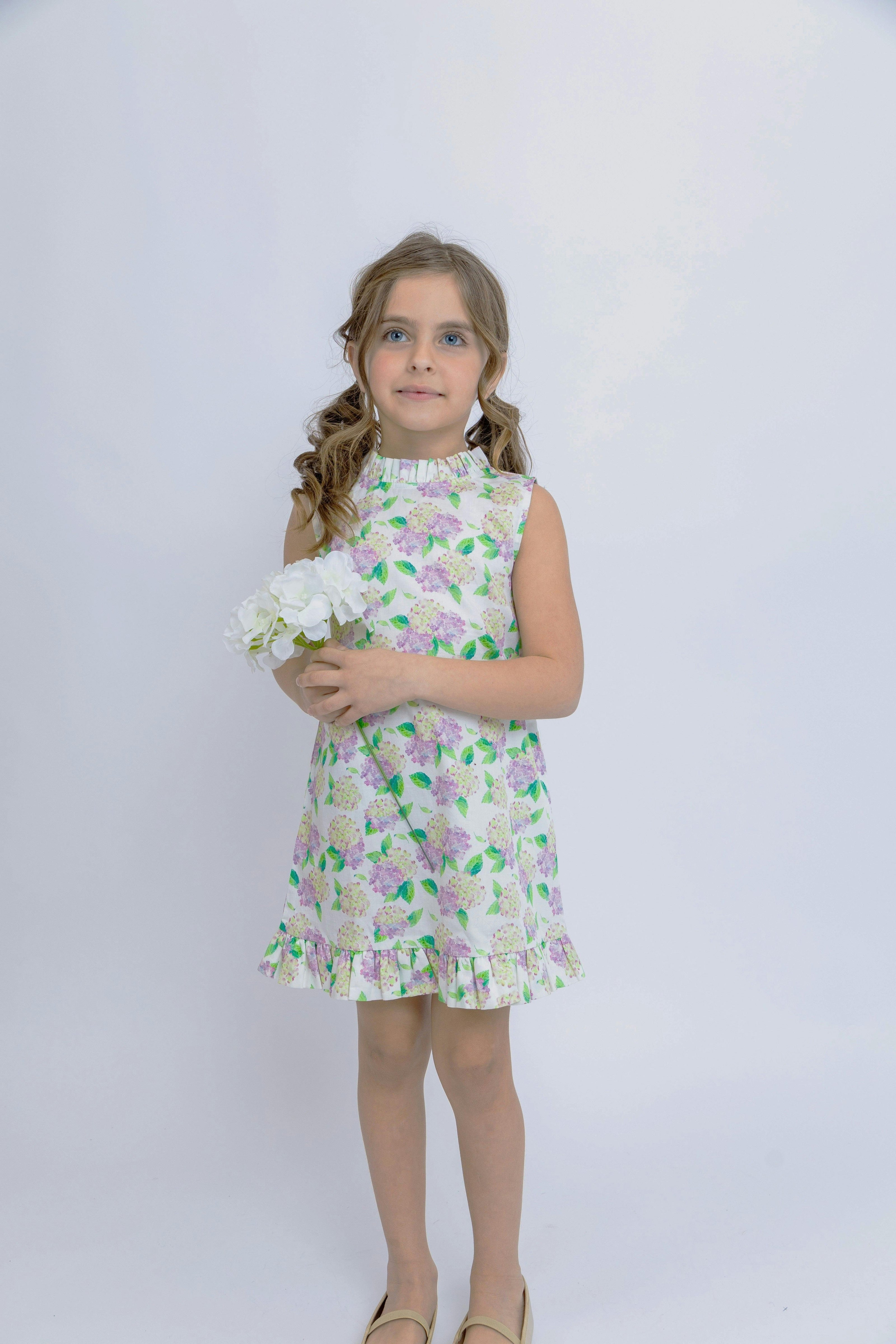 Hydrangeas Shift Dress with Back Bow