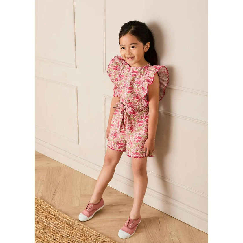 Margret Floral Ruffle Detail Playsuit in Pink (4-12yrs)
