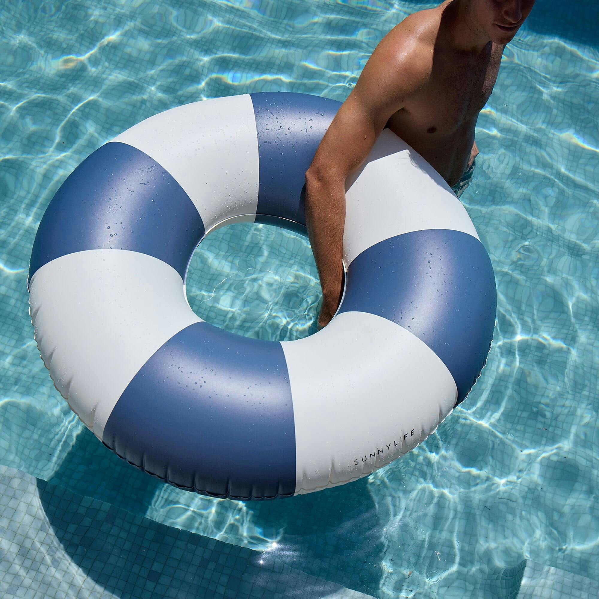 Tube Pool Ring: Navy Stripe
