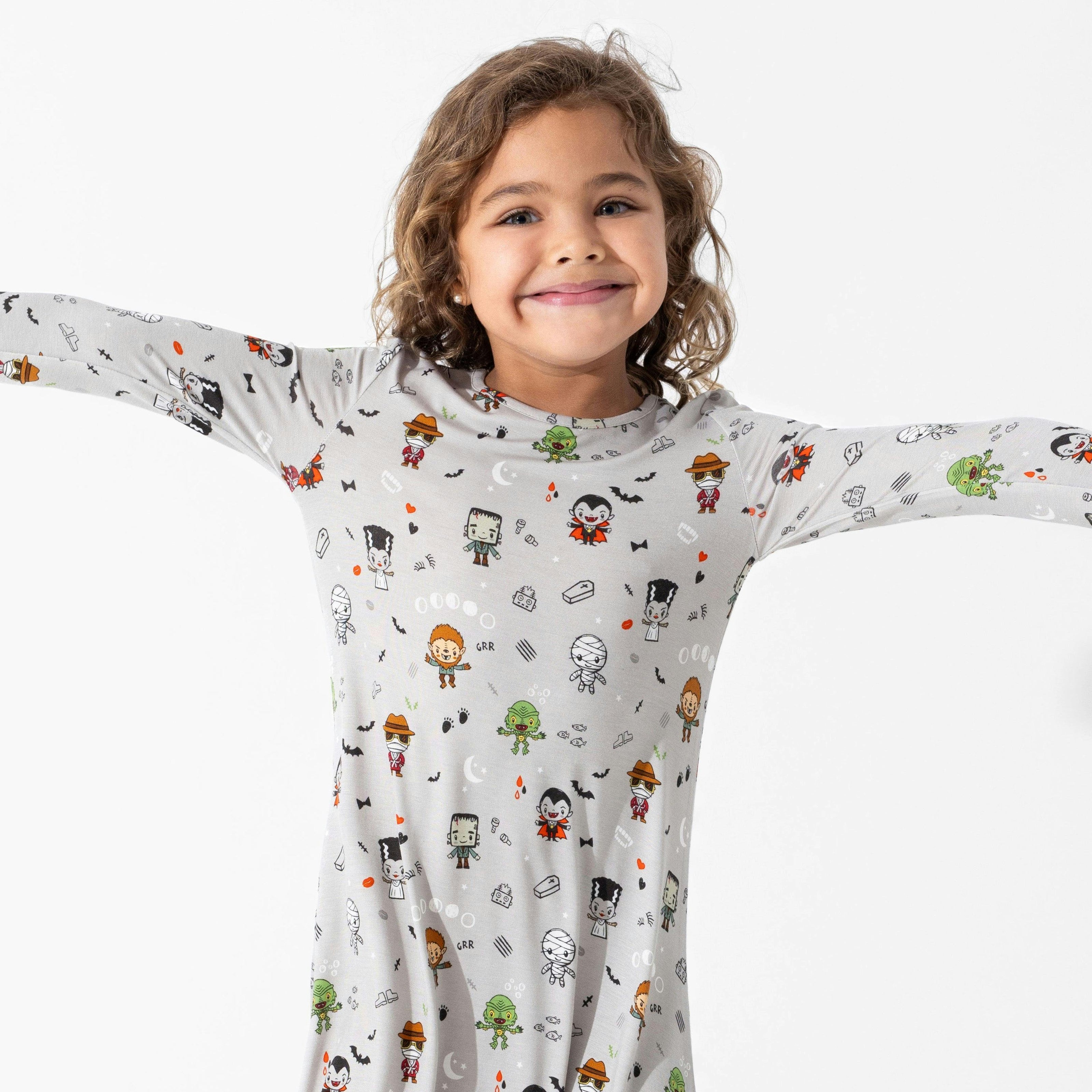 Little Monsters Bamboo Girls' Long Sleeve Dress