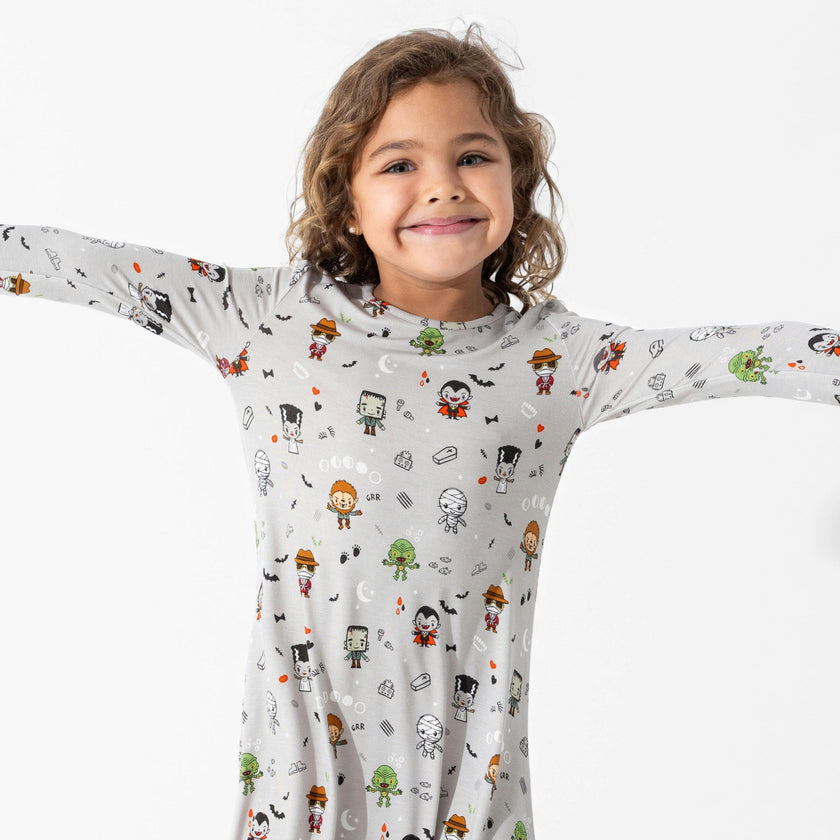 Little Monsters Bamboo Girls' Short Sleeve Dress