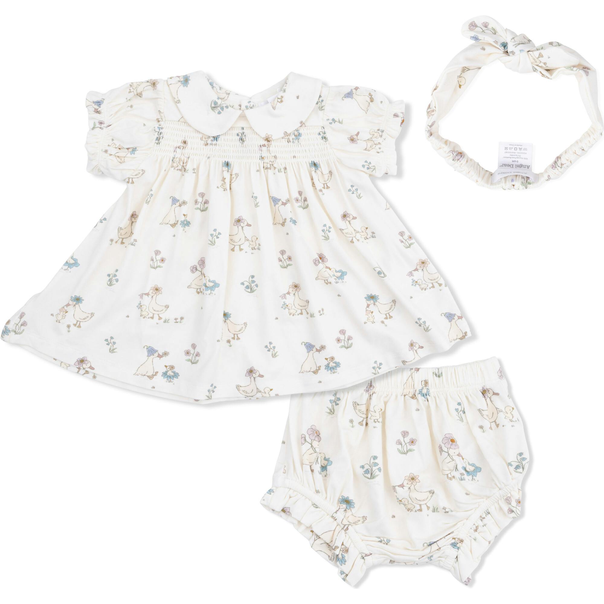 Flower Ducklings - Smocked Dress Set with Headband