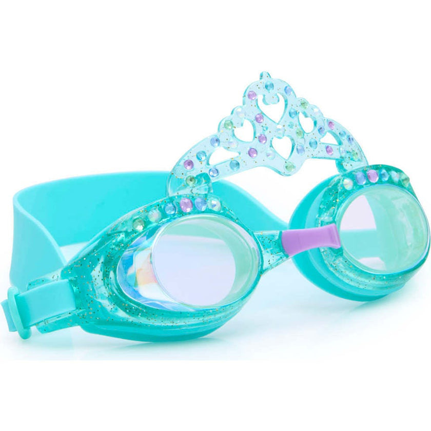 Blue Glitter Princess Crown Youth Swim Goggles