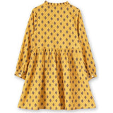 Girls All-Over Print Front Ruffle Long Sleeve Dress