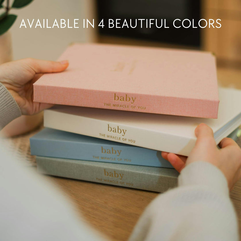 Keepsake Baby Memory Book for Boys and Girls - Timeless First 5 Year Baby Book - Linen Journal Scrapbook & Photo Album - Record Every Milestone Birth to Age 5