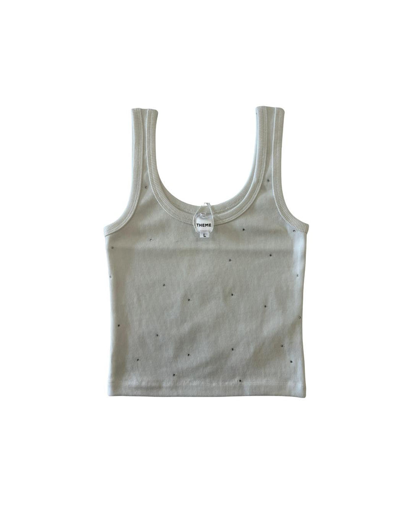 Stella Studded Cream Ribbed Studded Tank
