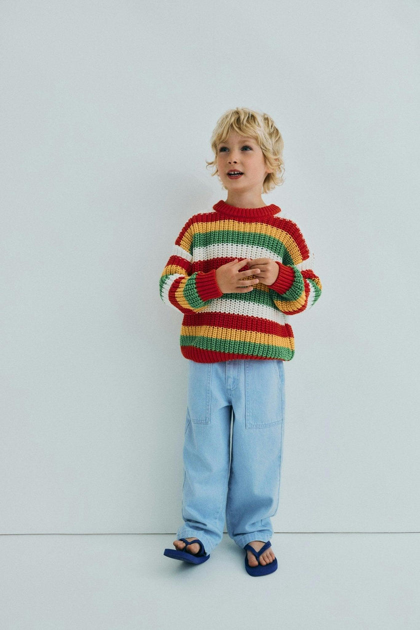 Lantana Jumper Tulip Red Knit Stripes