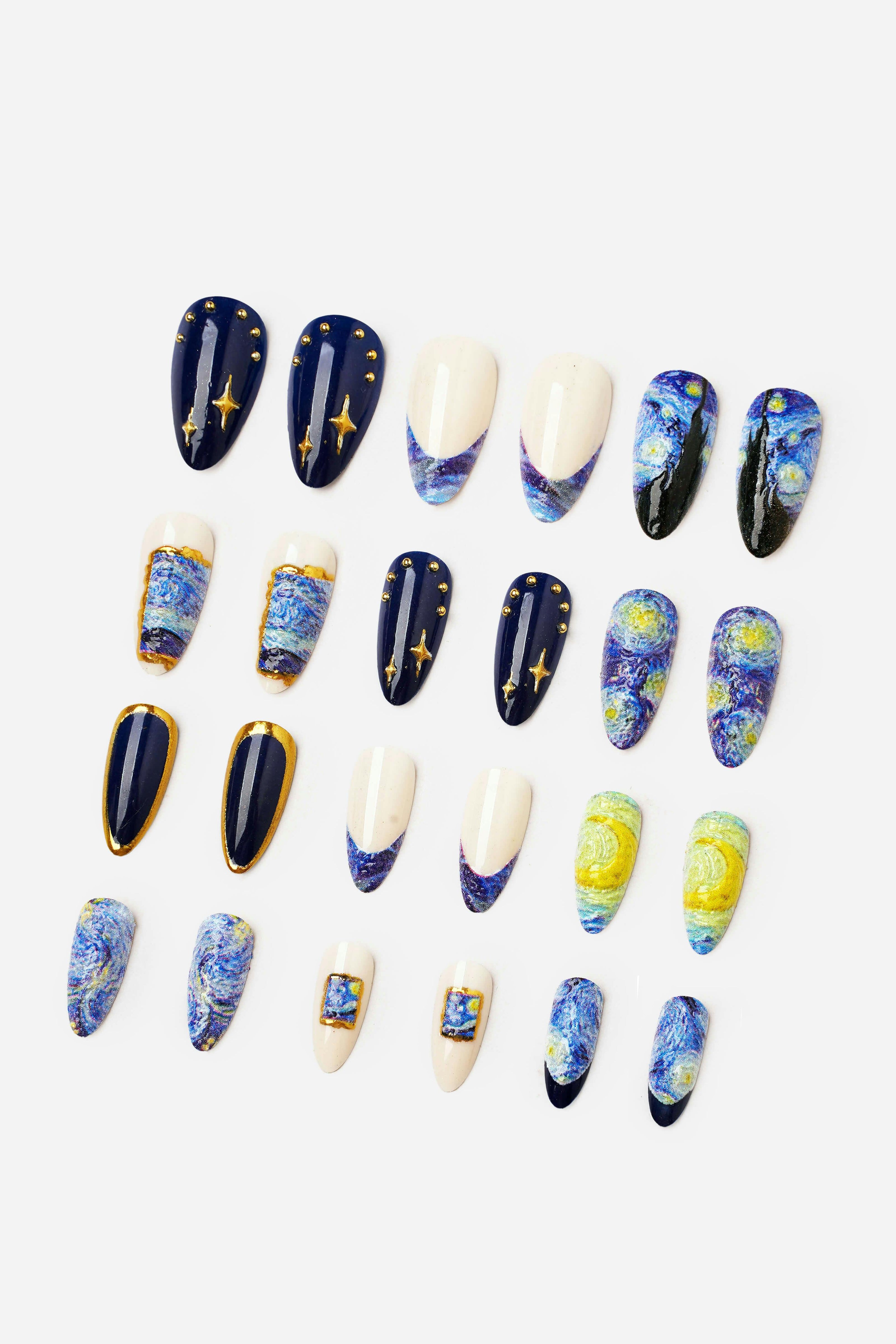 VAN GOGH THE STARRY NIGHT - ALMOND PRESS-ON NAILS