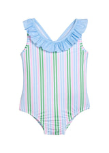 Ruffled One Piece Swimsuit - Summer Stripe