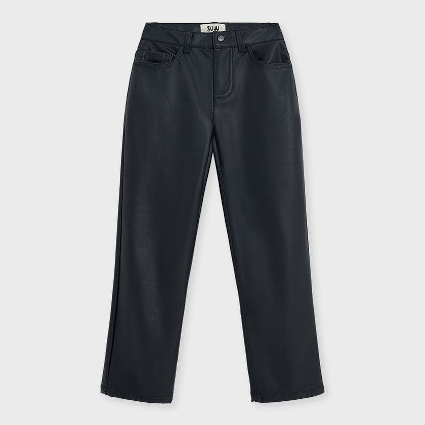 Faux Leather Straight Leg Pant