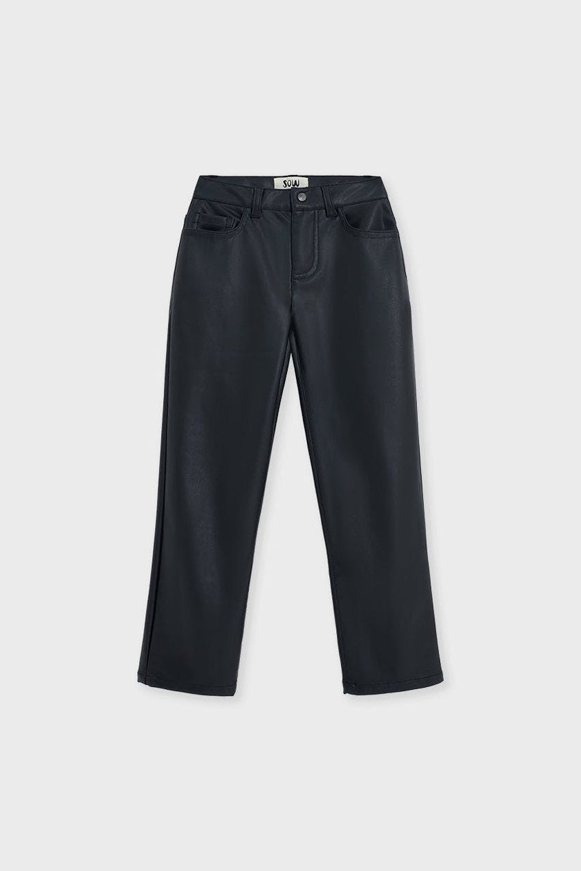 Faux Leather Straight Leg Pant