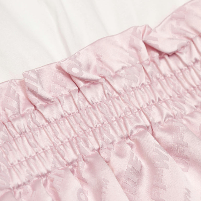Pink Jacquard Off Satin Mix Dress