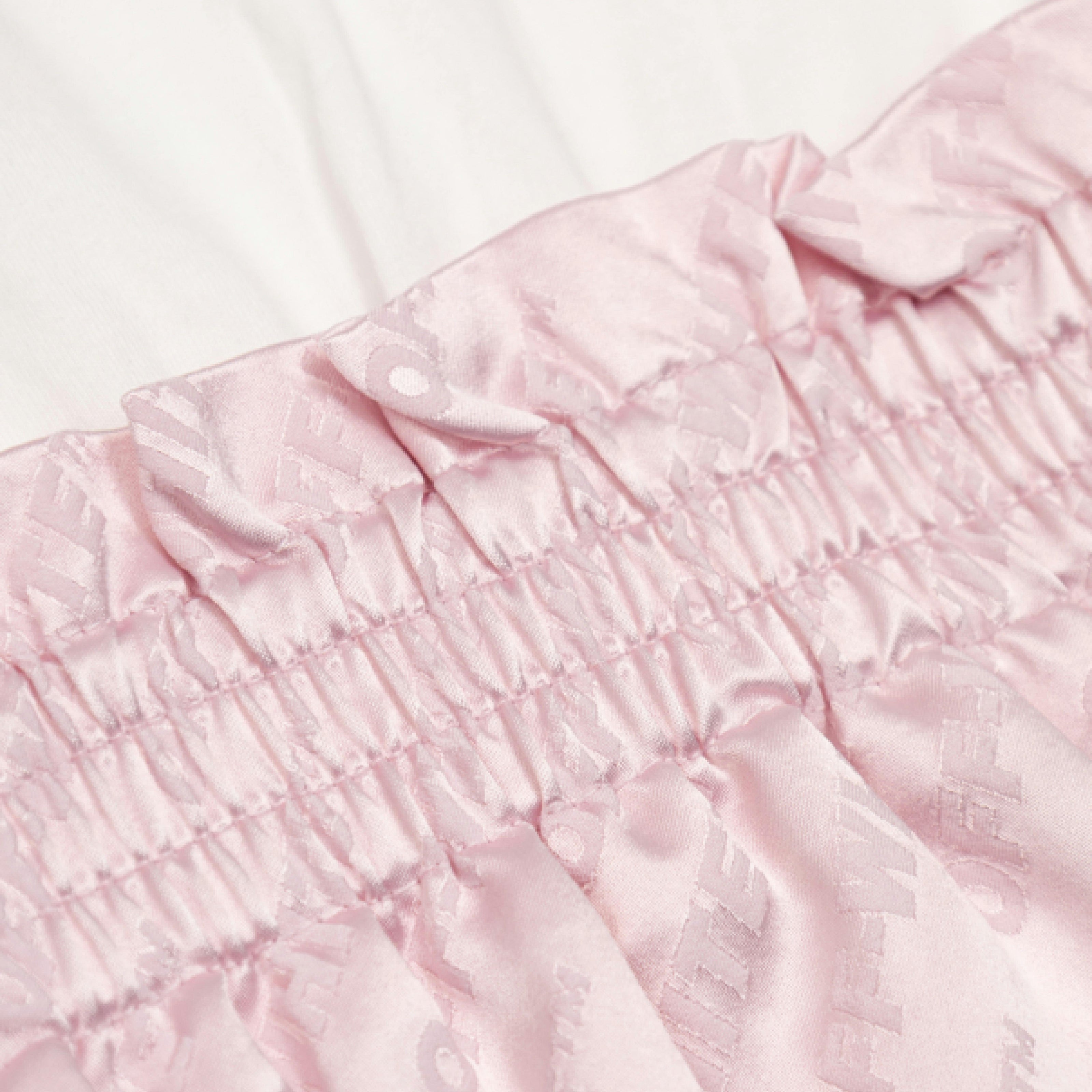 Pink Jacquard Off Satin Mix Dress