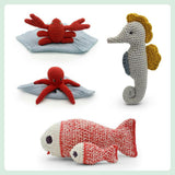 Gift Box Sea 🦀 100% organic cotton crochet rattle, lovies and music box