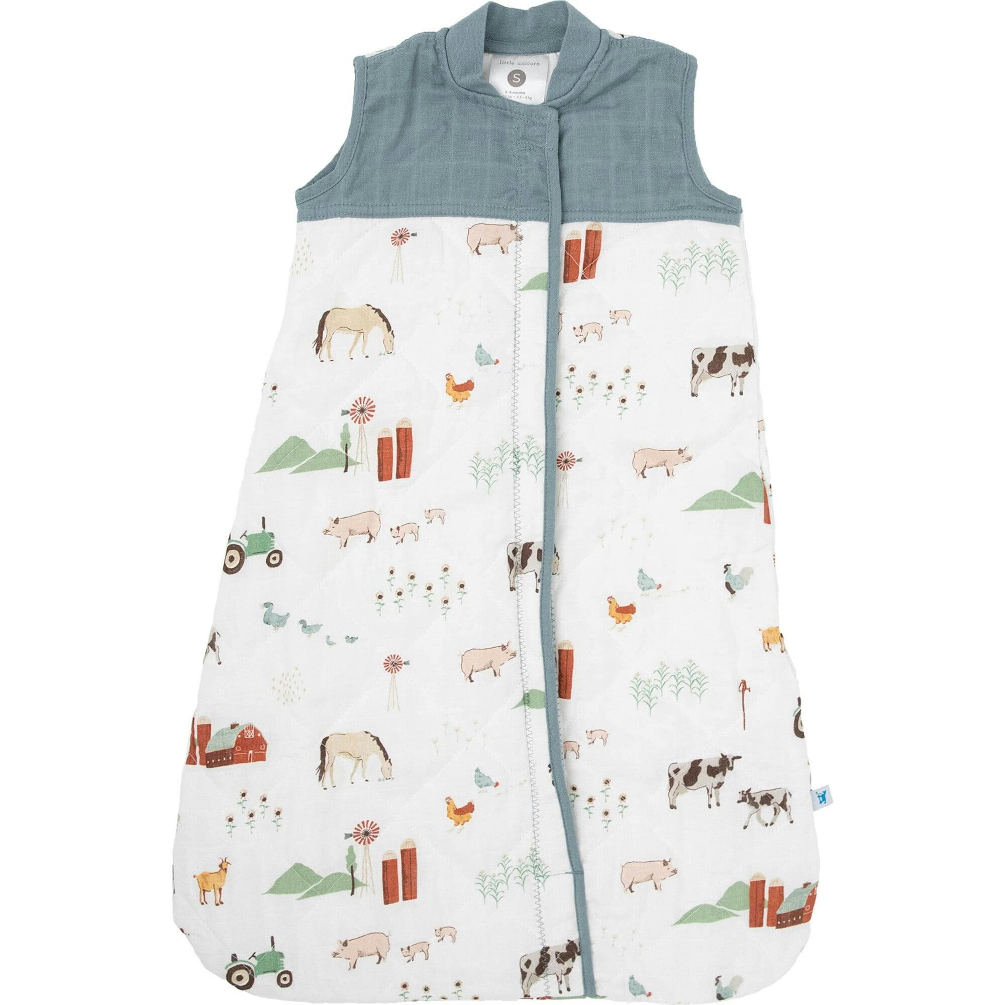 Cotton Muslin Quilted Sleep Bag - Farmyard