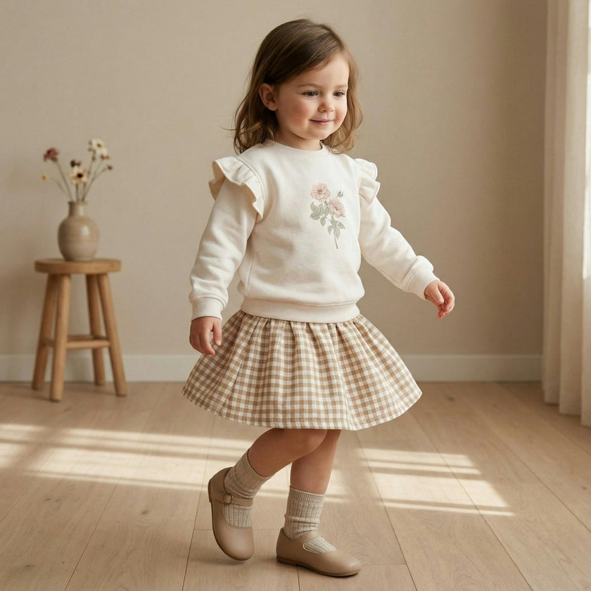 Organic Fleece Ruffle Sleeve Sweatshirt - Bloom