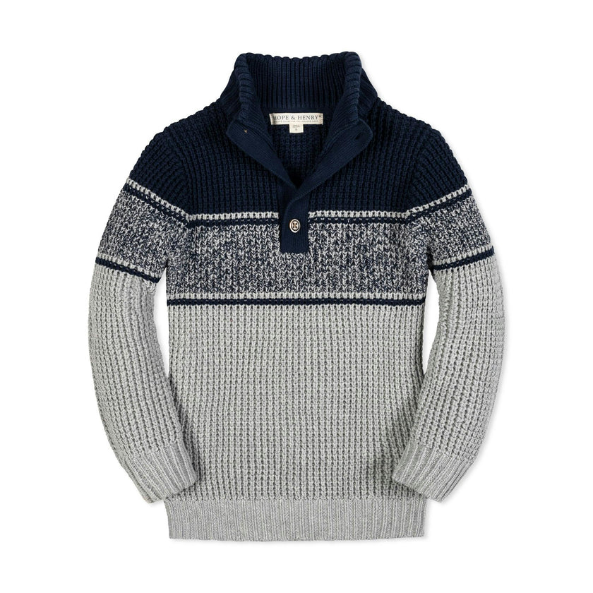 Organic Mock Neck Waffle Sweater