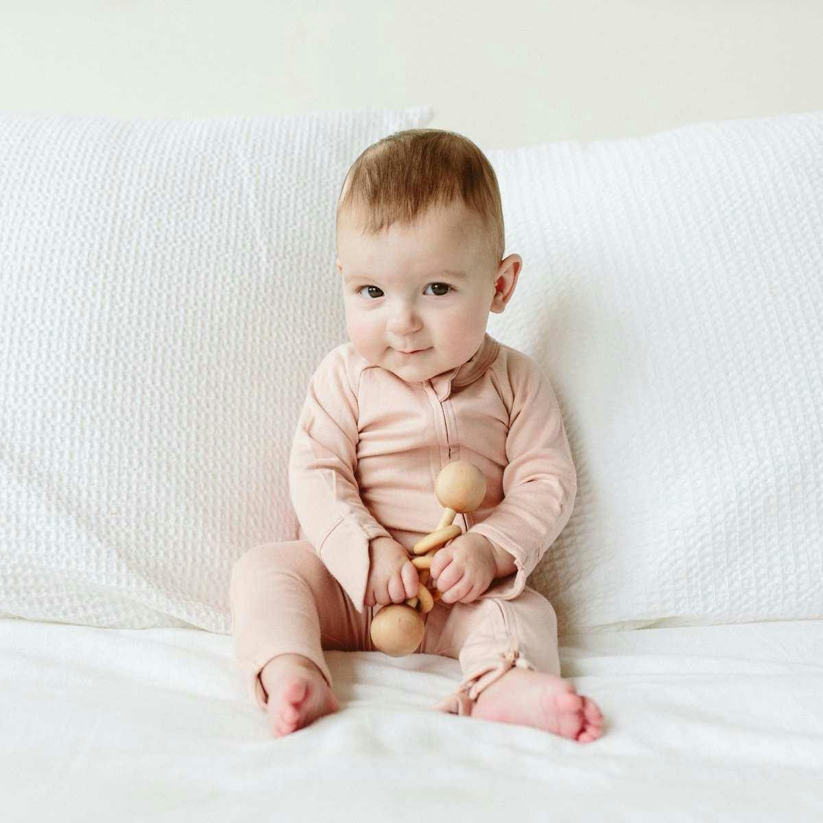 GROW WITH YOU FOOTIE | ROSE — Bamboo Organic Cotton Blend, 0–6M