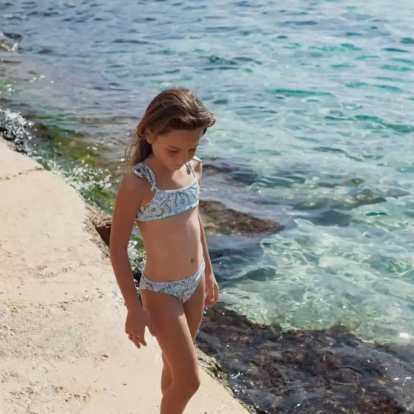 Girls' two-piece swimsuit, blue | POPPY 2P