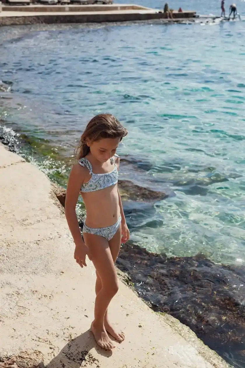 Girls' two-piece swimsuit, blue | POPPY 2P