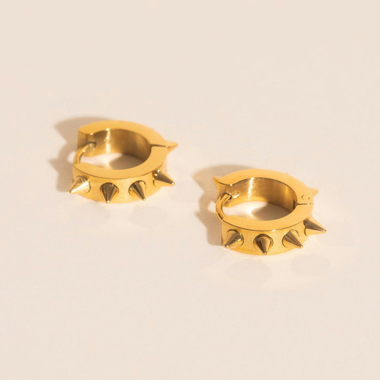 Spiked Chunky Huggie Hoop Earrings