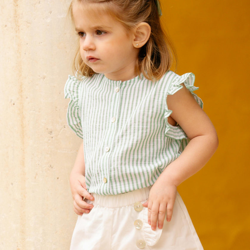 Noemie Top Mint Stripe Crepon