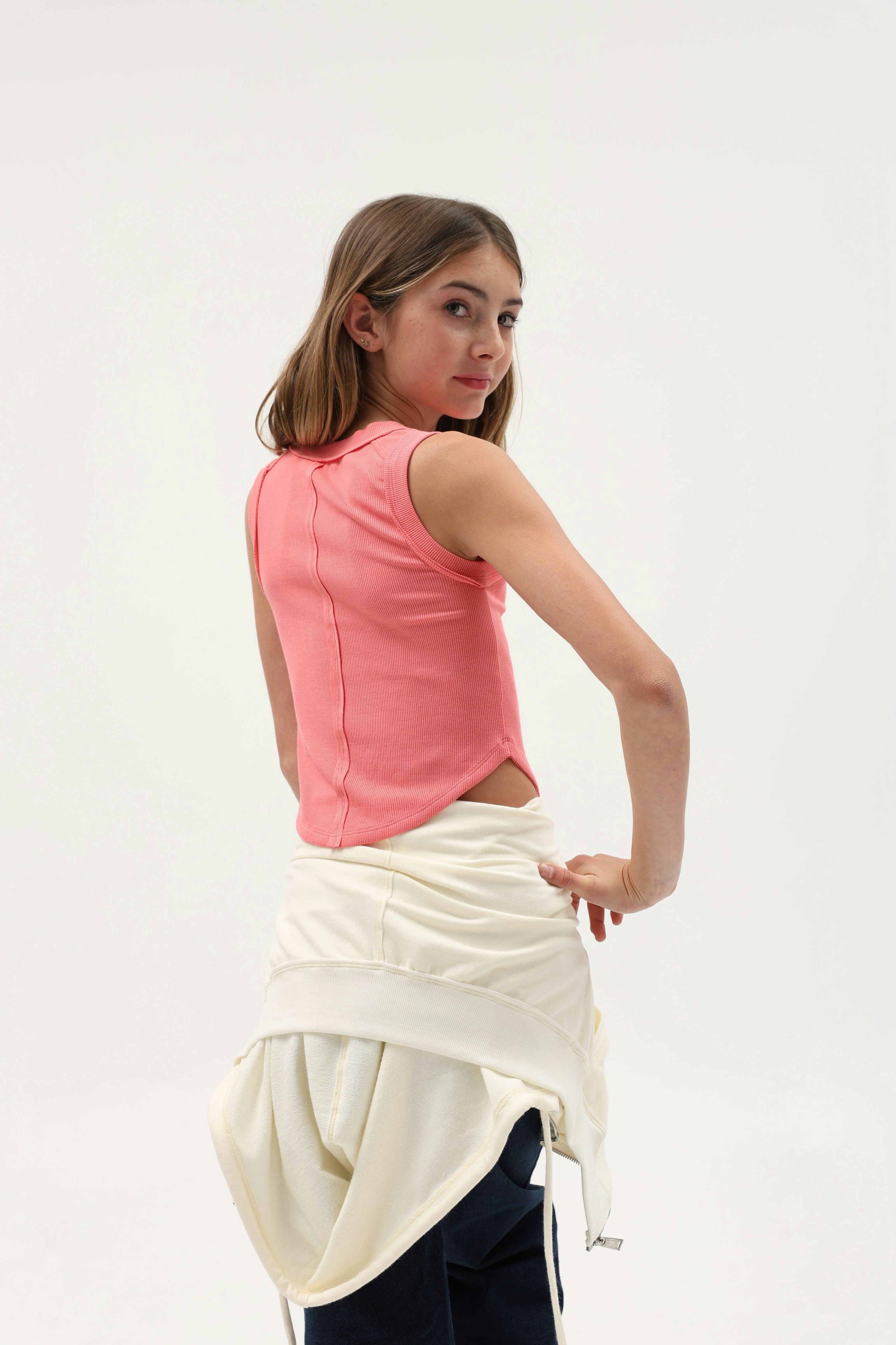 Tenly Rayon Rib Exposed Seam Tank Top
