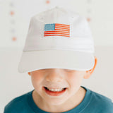 American Flag Patch Baseball Hat - White