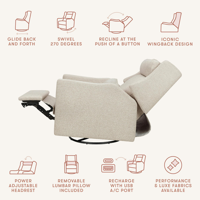 Kiwi Plus Power Recliner and Swivel Glider with Power Adjustable Headrest and USB Port