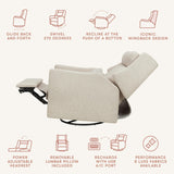 Kiwi Plus Power Recliner and Swivel Glider with Power Adjustable Headrest and USB Port